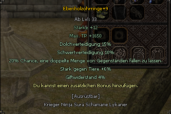 Ebenholzohrringe +9